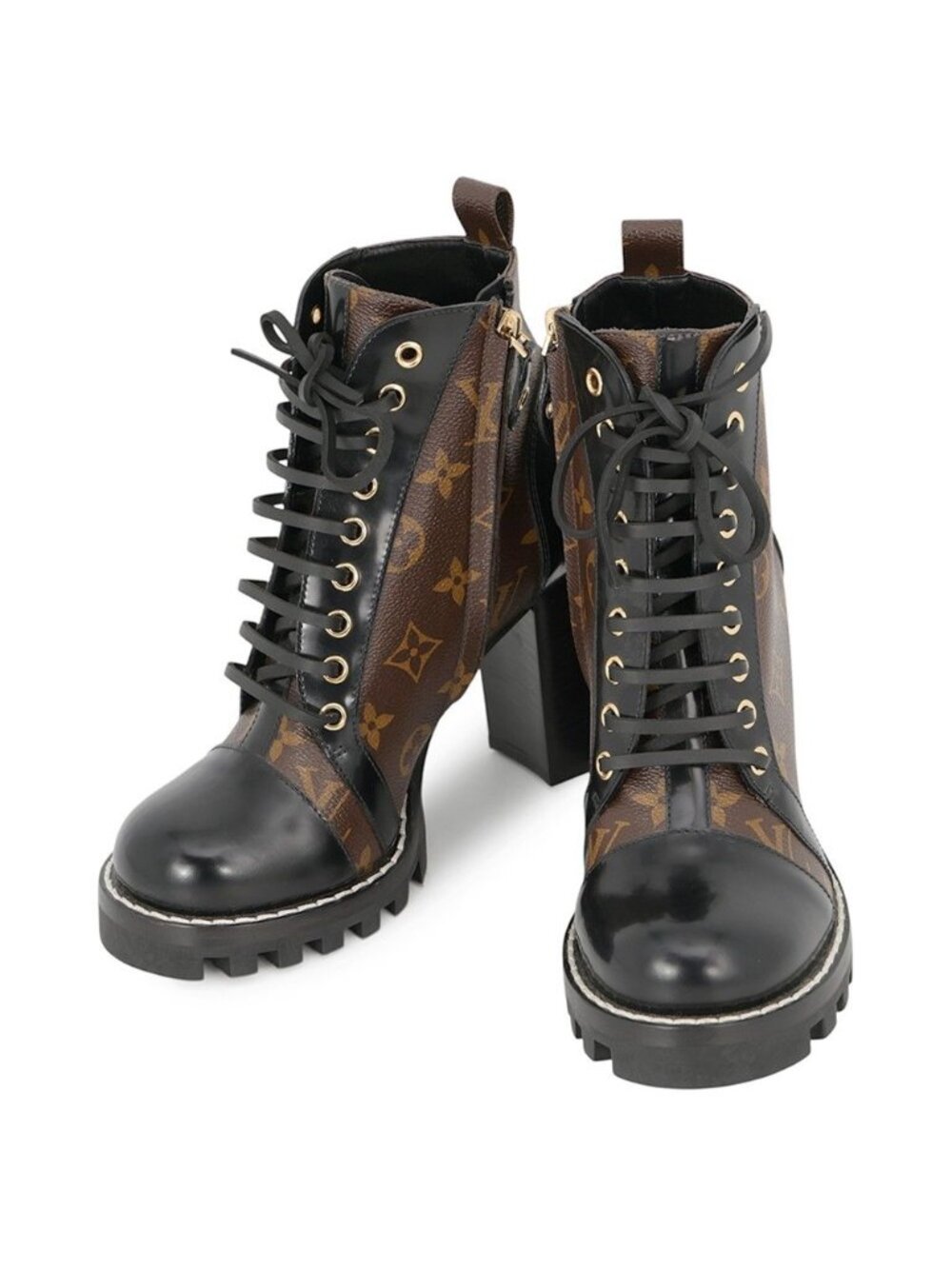 Louis Vuitton Star Trail Line Ankle Boots Patent Monogram Canvas Plain Black